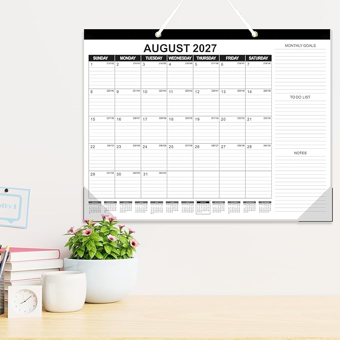 GuassLee Large Desk Calendar 2026,22" x 17" Desktop Wall Calendar 19 Months Planner Runs from Jun. 2026 to Dec. 2027 with Julian Date To-do & Notes Monthly Goals for School Home Office