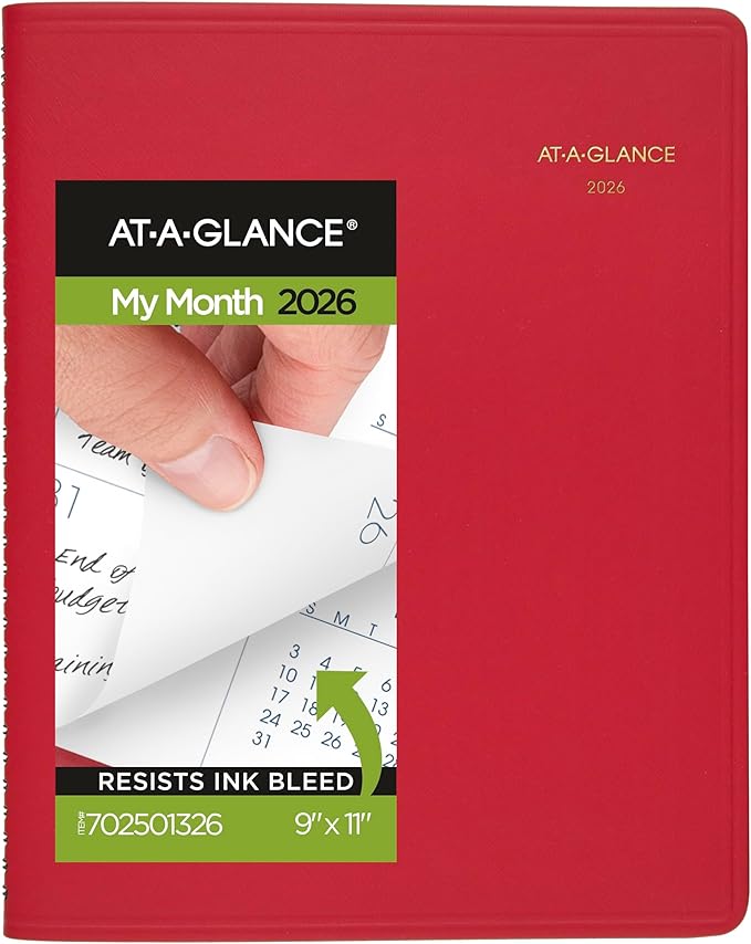 AT-A-GLANCE 2026 Planner, Monthly, 15-Month, 9" x 11", Large, Red (702501326)