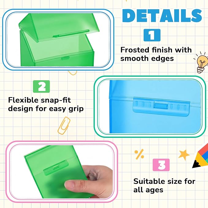 Clabby 2 Pcs Plastic Crayon Organizer Case for 24 Count Crayons Kids Art Supply Storage Box with Lid, Portable Holder for Classroom Home Travel, Fits Standard 24-Pack Crayon (Blue,Green)