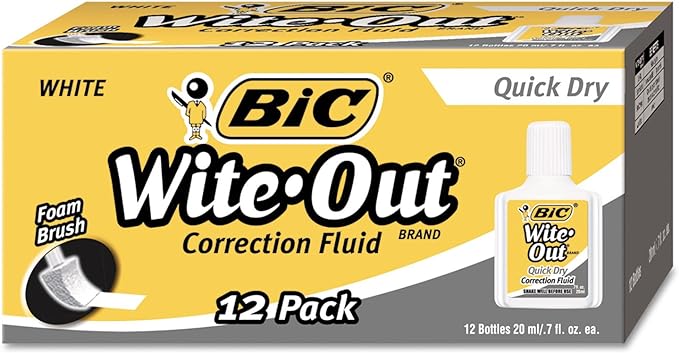 BIC Wite-Out Quick Dry Correction Fluid (pack of 12)
