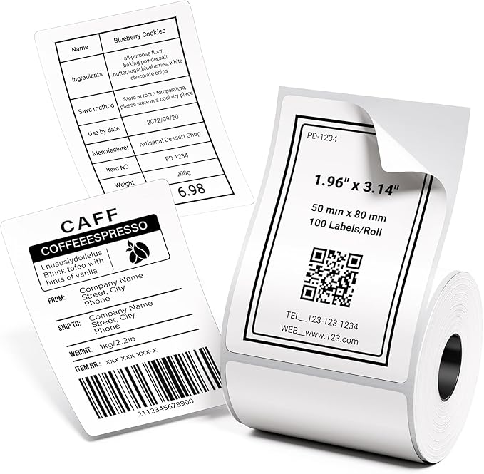M110 Labels Compatible for M110/ M100/ M220/ N20/ M221/M421/241BT/243BT/, 1.96'' x 3.14'' (50x80mm), 100 Labels/Roll, for Address/Mailing/Barcode/Business/Office