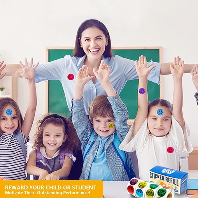 1500 Pcs 1.0Inch Smiley Face Stickers for Kids Reward,Behavior Chart,School Classroom Student Teacher Supplies Gift