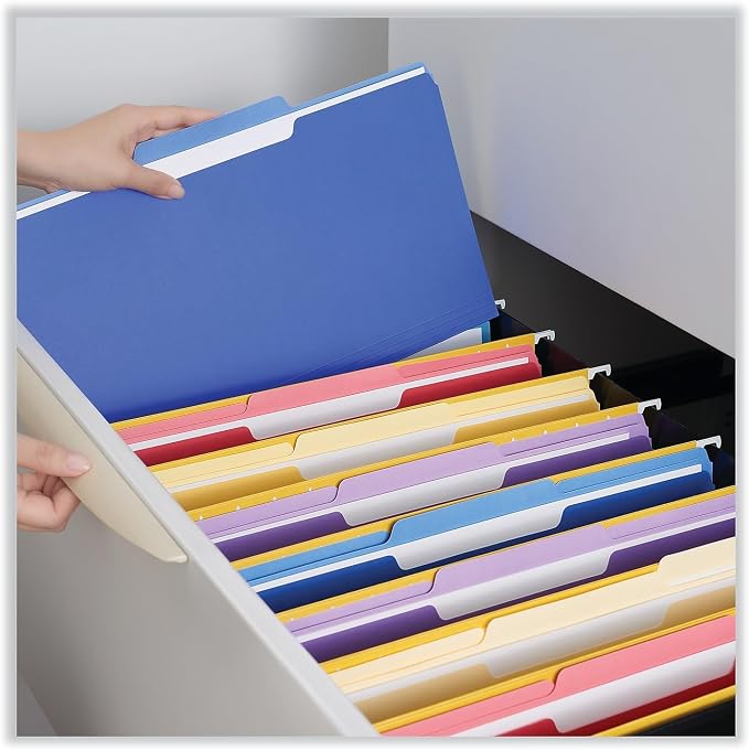 Universal 15301 Recycled Interior File Folders, 1/3 Cut Top Tab, Legal, Blue, 100/Box