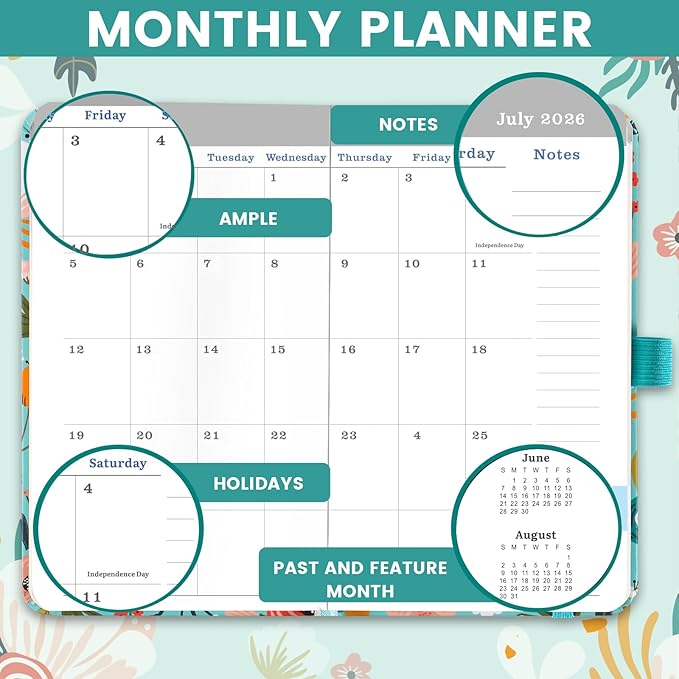 2026-2027 Pocket Planner/Calendar - Weekly & Monthly Planner 2026-2027, JUL 2026 - JUN 2027, 6.3" x 3.8", with Pen Holder, Inner Pocket