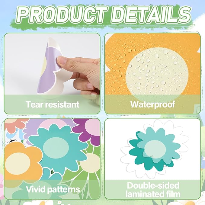 April Showers Bring May Flowers Bulletin Board Decorations Set Spring Reading Classroom Decoration April Floral Bulletin Board Spring Floral Cutout for Back to School Office Home Chalkboard Wall Decor
