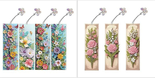 ARTopet 7Pcs DIY Diamond Art Painting Bookmarks with Colorful Butterfly Pendant PET Bookmark Ornament Double Sided Pattern Single Sided Diamond Book Marker Clip Gifts Tags-01