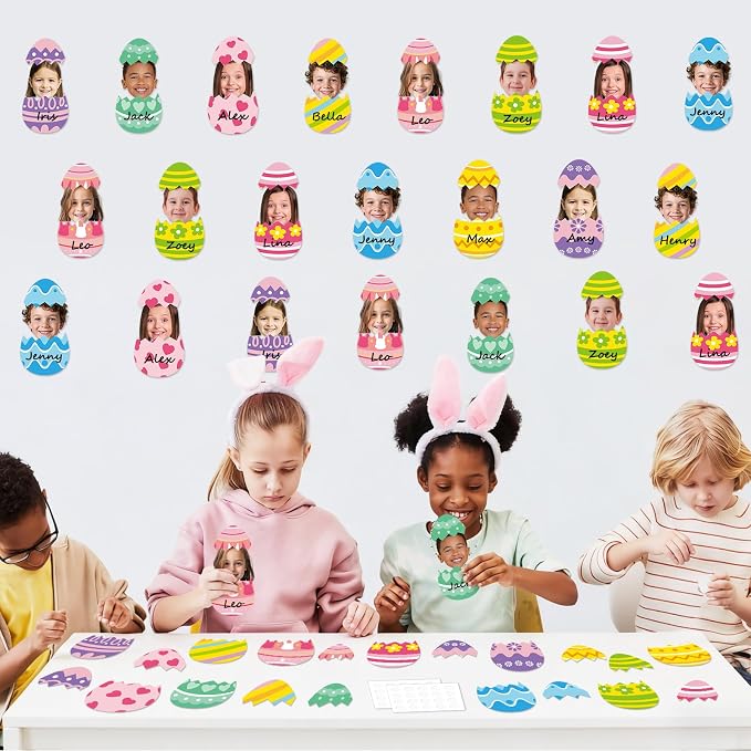 60 Set Easter Egg Cutouts Easter Bulletin Board Decoration Colorful Egg Shape DIY Photo Craft Cutouts Spring Theme Classroom Decor for Teacher Student Party School Classroom Home Chalkboard Wall Decor