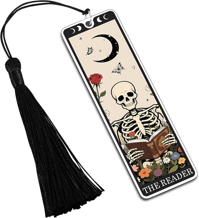 Tassel Bookmarks for Book Lovers - Christmas Bookmarks Tassels for Kids Goth Stocking Stuffers for Women Men - Funny Book Marks for Reading Women Men Spooky Christmas Gifts Wicked Tarot Cards Bookmark
