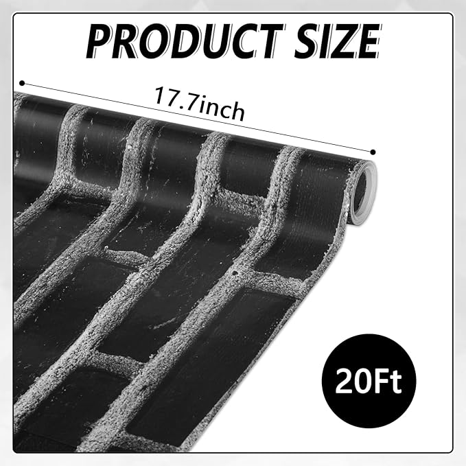 Black Brick Wall Bulletin Board Paper Roll Vintage Theme Stone Brick Bulletin Board Background Paper Back to School Classroom Decor Poster for Art Craft DIY Projects Home Party Supplies 17.7in x 20ft