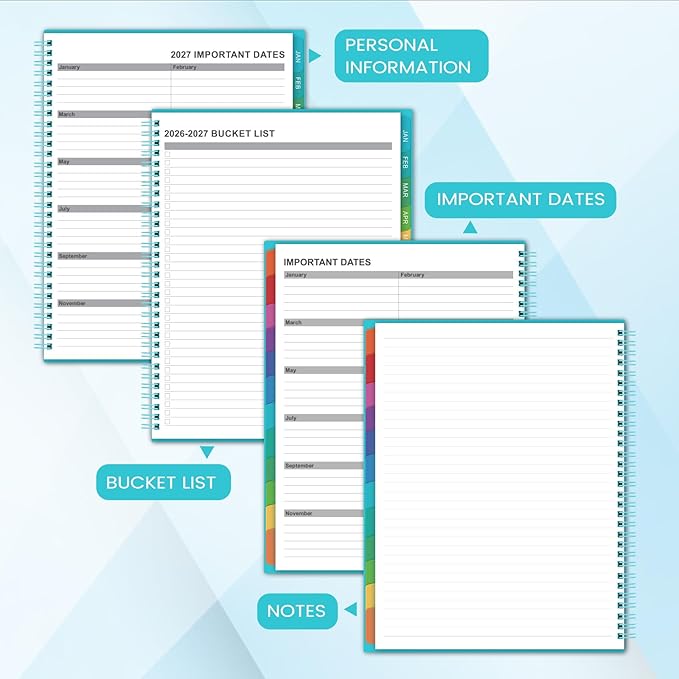 2026-2027 Monthly Planner/Calendar - Academic Planner 2026-2027, JUL 2026 - DEC 2027, 18-Month Planner with Colorful Tabs, 26-27 Calendar Planner for Daily Organizing - Waterproof Cover (8" x10", Monthly Pages & Notes, Blue)