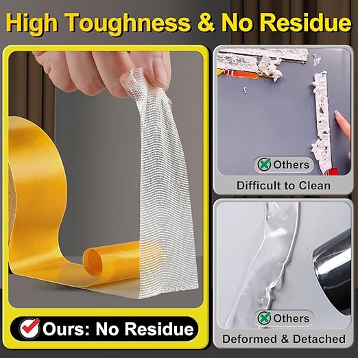 Fabric Tape Multifunctional Double Sided Tape for Clothes 2 Rolls 1inch/2inchx33FT10m Heavy Duty Mounting Tape with Strong Adhesion, Suitable for Carpets, Sofas, Doormats, Wood, Glass, Plastic