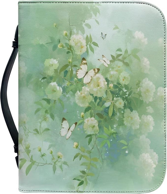 Butterfly Bible Cover Case for Women Large Bibles Cover with Durable Handle Bible Study Supplies Accessories Christian Gifts for Women Ideal Gift for Lady Girls-XL