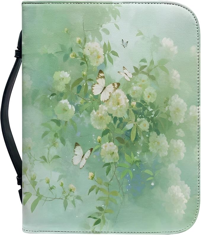Butterfly Bible Cover Case for Women Large Bibles Cover with Durable Handle Bible Study Supplies Accessories Christian Gifts for Women Ideal Gift for Lady Girls-XL