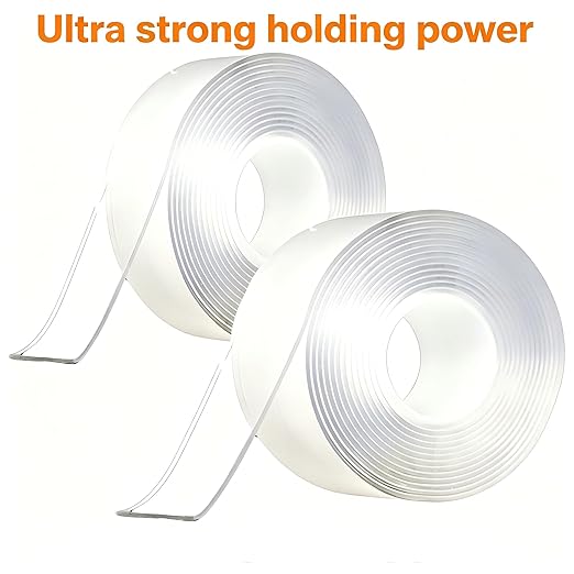 2026New Extra Strong Double Sided Tape Heavy Duty (2 Rolls,Total 20 FT),Clear Removable Two Sided Adhesive Mounting Tape for Poster,Rug,Picture Hanging Strips,Office & Outdoor