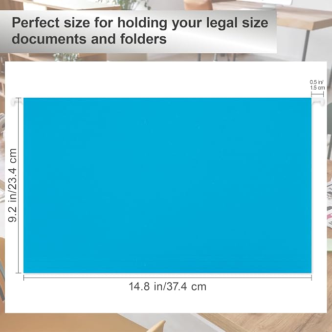Legal Size Hanging File Folders,25 Packs Legal Hanging File Folders,Blue Legal Size Hanging Folders,9.2'' × 14.8'',Hanging Folders for Filing Cabinet,1/5 Adjustable Tabs for Office,School,Home