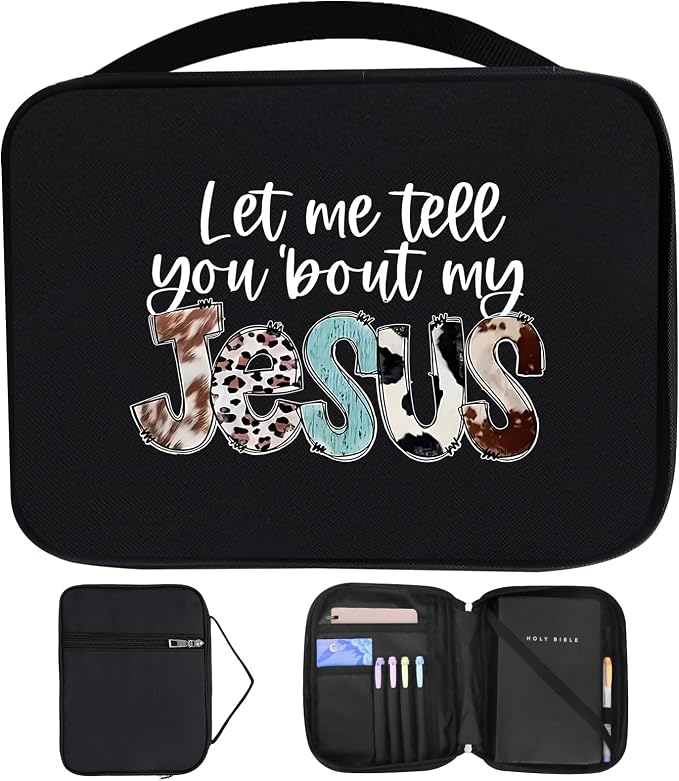 Bible Cover Case for Women & Men, Bible Study Supplies Book Covers with Zipper for Journaling/NIV/ESV/KIV, Carrier Tote Bag Carrying Case with Strap for Teens Travel/Church Bible Study