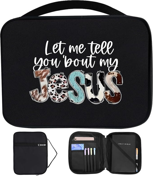 Bible Cover Case for Women & Men, Bible Study Supplies Book Covers with Zipper for Journaling/NIV/ESV/KIV, Carrier Tote Bag Carrying Case with Strap for Teens Travel/Church Bible Study