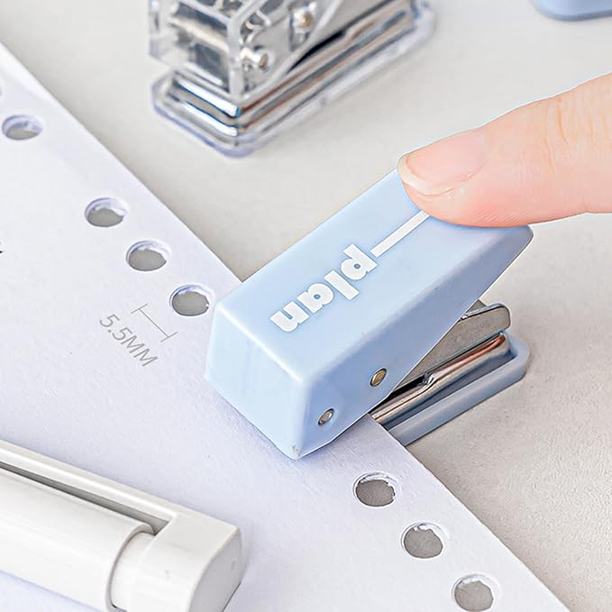 8Pcs Supplies Set Includes Hole Puncher Stapler Staple Scissors Staple Remover Marker Tape Packed in Storage Case Stapler and Paper Clip Set