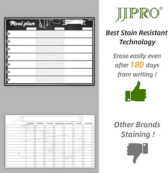 JJPRO Magnetic Dry Erase Meal Planning Whiteboard for Refrigerator-One 14.5x11 Weekly Menu Board and Two Notes Whiteboard for Kitchen Fridge-Refrigerator Organizer with Meal Planner Boards