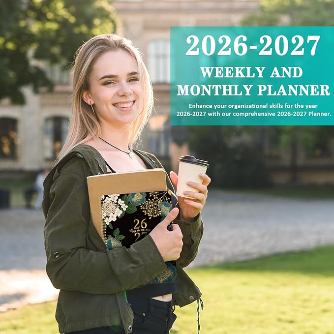 Planner 2026-2027 - Academic Planner 26-27, Jul.2026 - Jun.2027, 8" x 10", 2026-2027 Planner Weekly Monthly with Colorful Tabs, Twin-wire Binding, Back Pocket
