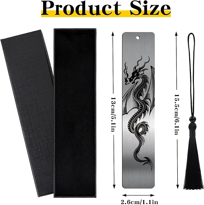 Dragon Bookmarks for Men - Fantasy Metal Bookmark Book Accessories School Office Supplies Gifts for Bookish Book Lover Women Teacher Book Page Marker for Students Birthday Christmas Gift