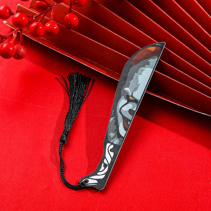 3Pcs Horror Movie Series Bookmarks, Featured Characters Halloween Themed Dagger Acrylic Bookmarks for Book Fans, Writers, Scholars, Bookworms, Friends (3Pcs Joker the Knife)