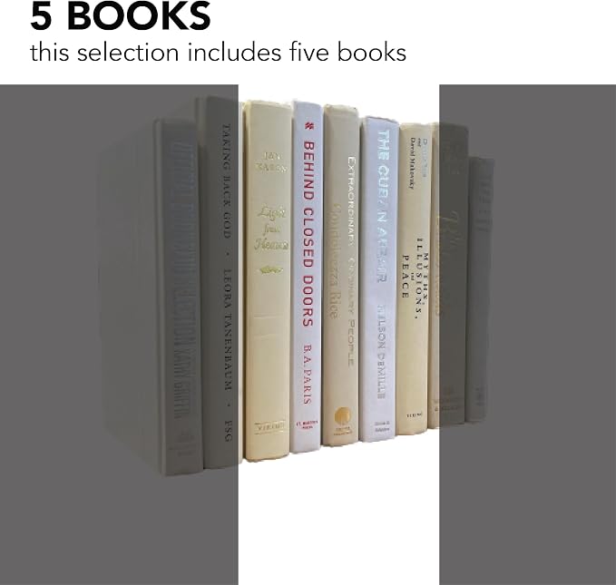 Decorative Accent for Home Decor – Real Books by Color® Interior Styling Piece for Bookshelf, Coffee Table, Design Display (Set of 5, White Cream)