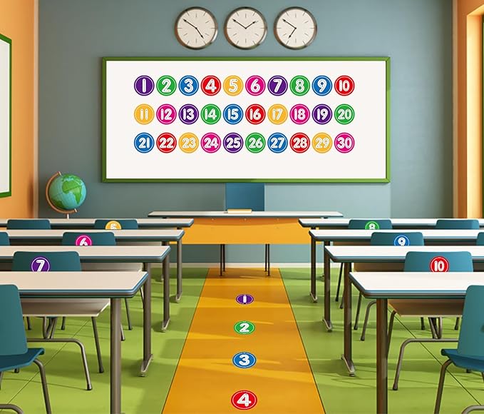 WhatSign 36PCS Number Markers - Line up Spots Dots Floor Decals for Classroom & Kindergarten