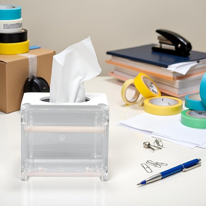 Transparent Visible Packaging Tape Dispenser Cutter Roll Tape Holder Organizer Desktop Office Tape Holder DIY Sticker Roll Tape Cutter Holder Storage Tape, Adhesives and Fasteners, Tape Dispensers