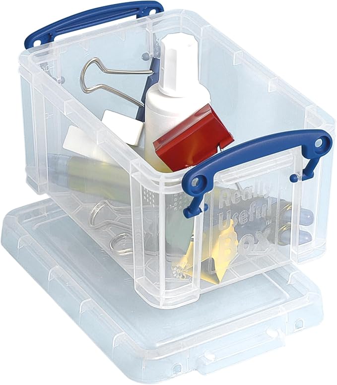 Really Useful Plastic Storage Box 0.7 Litre Clear (Pack of 4)
