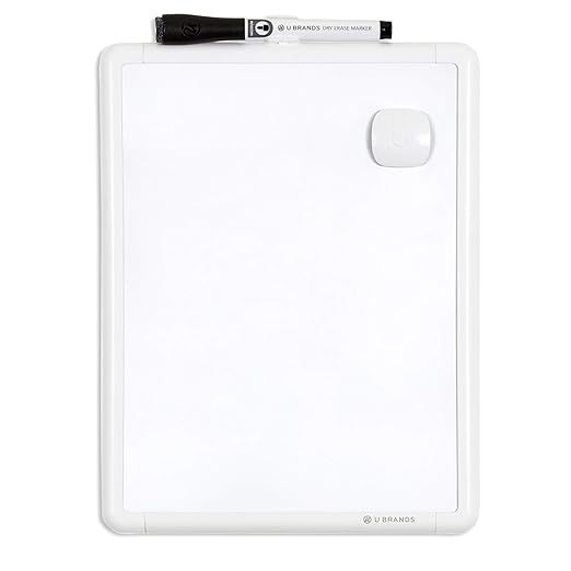 U Brands Contempo Magnetic Dry Erase Board White Board, 8.5" x 11", White Modern Frame, Includes Magnet and Marker, Pack of 4
