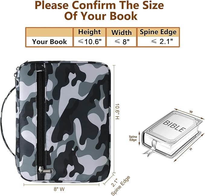Octsky Bible Book Covers for Boys, Kids Bible Case Bible Protective with Pocket, Camo-3