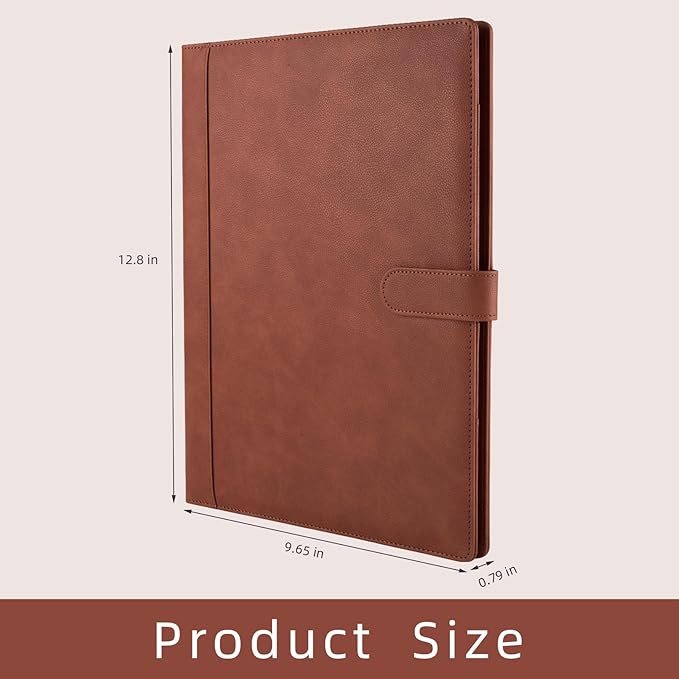 Professional Padfolio Binder with Clipboard Ideal Organizer for Business Perfect Size 9.6 in x 12.8 in Durable Portfolio for Professionals Students Presenters Brown