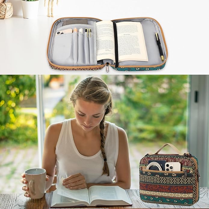 Bible Cover Case for Women Large Bible Cover for Girls Bible Study Supplies Accessories with Handle and Shoulder Strap | Durable