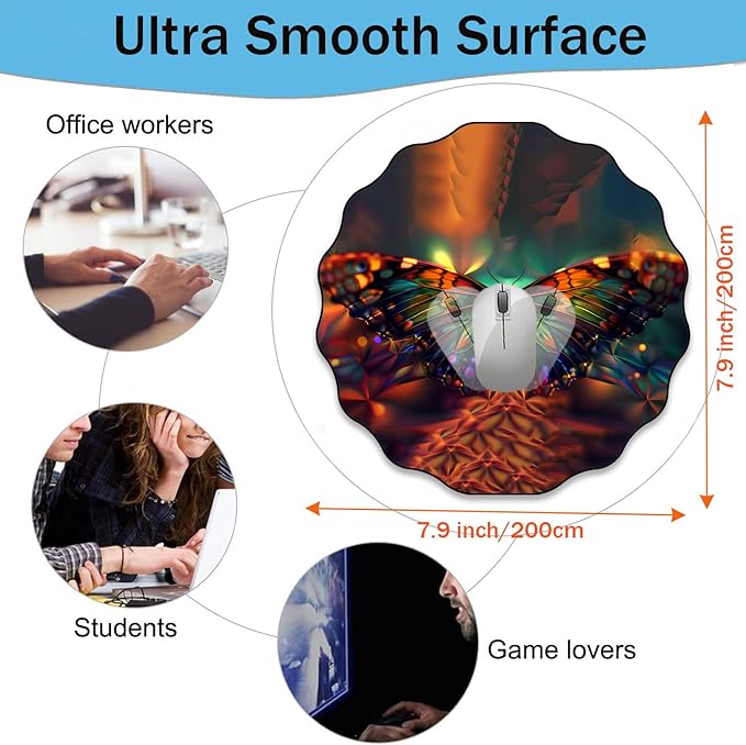 Pen Holder and Anti-Slip Mouse Pad Combination, Makeup Brush Storage Box, Tableware Storage Box, Suitable for Office and Home - Psychedelic Butterfly