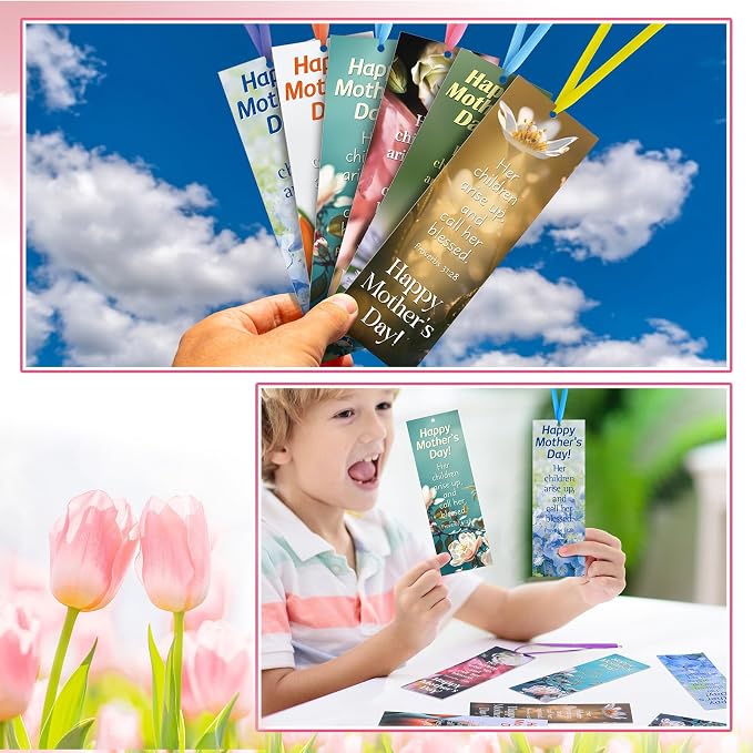 Dispowreath 60 Pcs Mom Proverbs 31: 28 Religious Christian Bookmarks Church Bookmarks Gift for Teens Men Women Church Home Party Favors