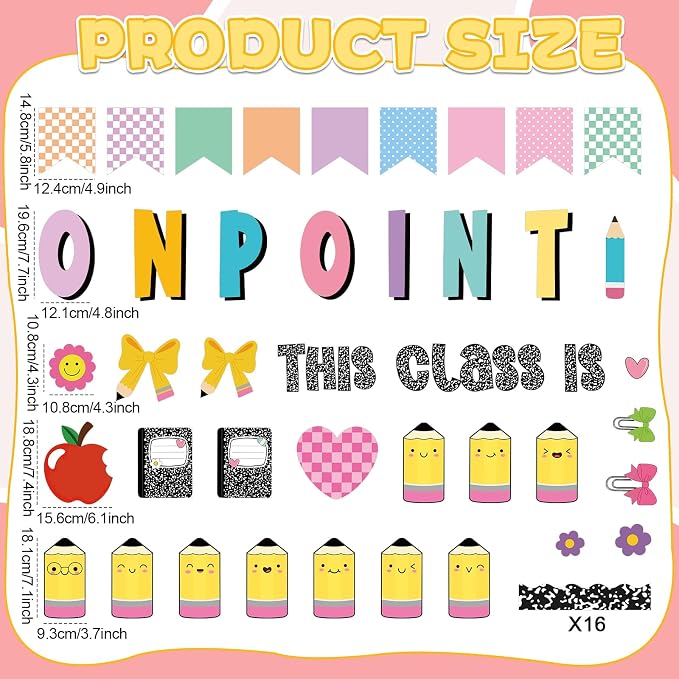 Composition Notebook Bulletin Board Set Welcome Back to School Classroom Decoration This Class is on Point Bulletin Board Pencil Shaped Paper Cutouts for Back to School Home Chalkboard Wall Decor