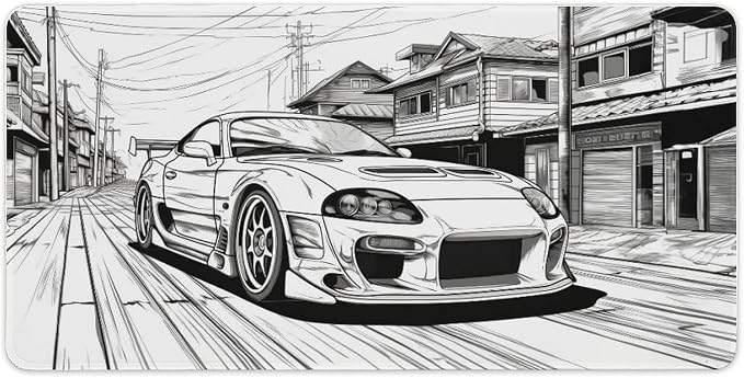 Large Mouse Pad JDM Car Sup Drifting Desk Mat Computer Accessories Gaming Office Organizers Supplies Decor Essentials Keyboard Pads for Desk Rubber 30x60cm