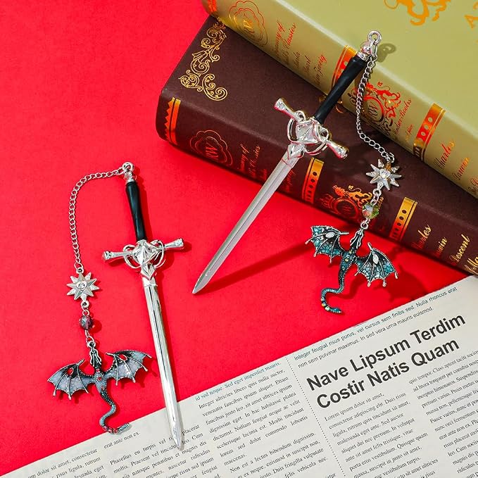 Vintage Sword Dragon Metal Bookmark,Fourth Wing Bookmarks for Men Women, Fantasy Reading Accessories Gifts for Book Lovers(Sword Dragon A)