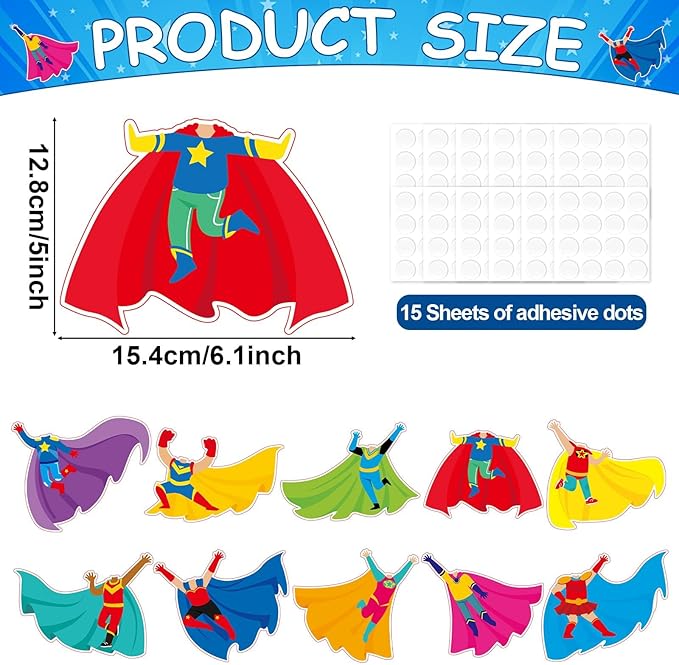 160Pcs Hero Theme Cutouts Back to School Bulletin Board Decorations Super Party Paper Cut-Outs Hero Themed Classroom Decor for Boy Girl DIY Craft Photo Wall Kindergarten Preschool Party Favor Supplies