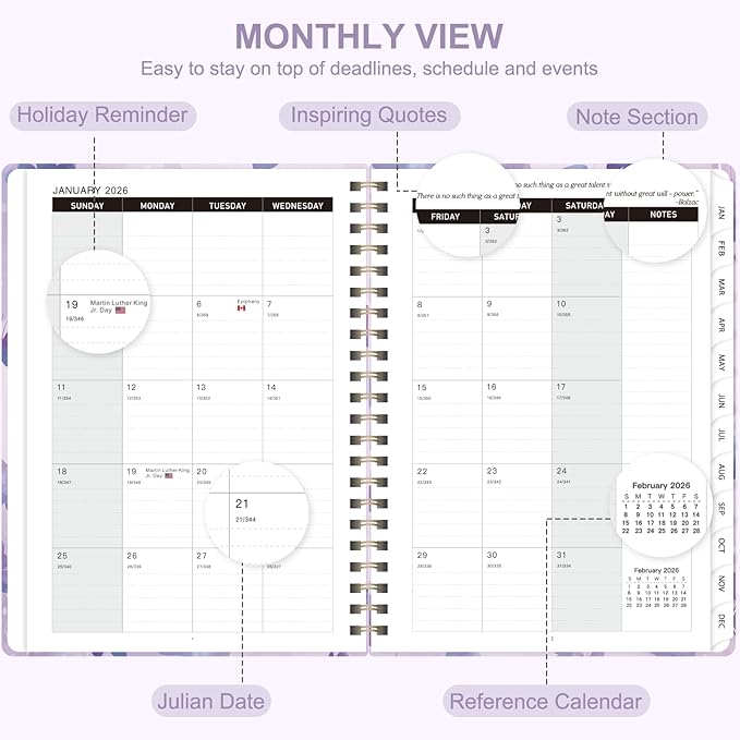 2026 Planner, Weekly and Monthly Calendar Academic Planning Book, Jan 2026 - Dec 2026, Agenda Calendar Planner for Office Supplies and Desk Accessories - A5 (6.3" x 8.5") (Butterflies)