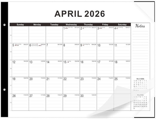Desk calendar 2026-2027 22x17 paper – Desk Top Calendar 2026 with plastic cover