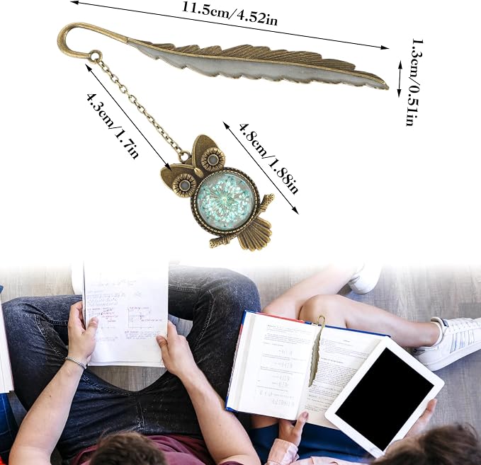Jeffdad Fantasy Luminous Glow in The Dark Bookmark Gifts for Women Girls - Bronze Owl & Butterfly