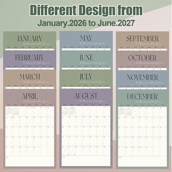 GuassLee Extra Large Wall Calendar 2026-2027,20"x 30" Vertical Jumbo Desktop/Wall Calendar from Jan. 2026 to Jun. 2027,18-Month Hanging Planner with Julian Date for Office Home Organizing