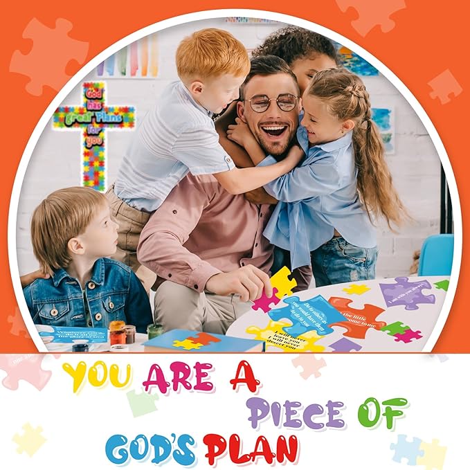 67 Pieces Christian Bulletin Board Religious Gods Plan Sunday School Decorations Bible Verse Holiday Cutouts for Classroom Sunday Puzzle Decor for School for Door Wall Decor Supplies