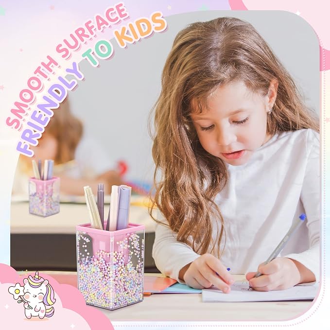 Zonon 2 Pieces Bubble Pen Holder for Desk Cute Makeup Brush Organizer & Pencil Holder with a Playful Sphere Design, Kawaii Desktop Accessories for Women, Office & School(Pink)