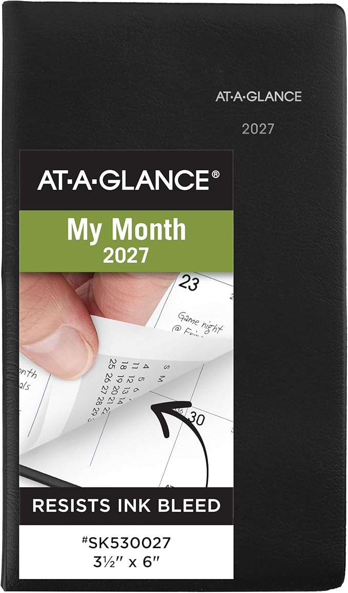 AT-A-GLANCE 2027 Planner, Monthly, 14-Month Dec-Jan, 3.5" x 6", Pocket Size, Unruled Daily Blocks, DayMinder, Black (SK530027)