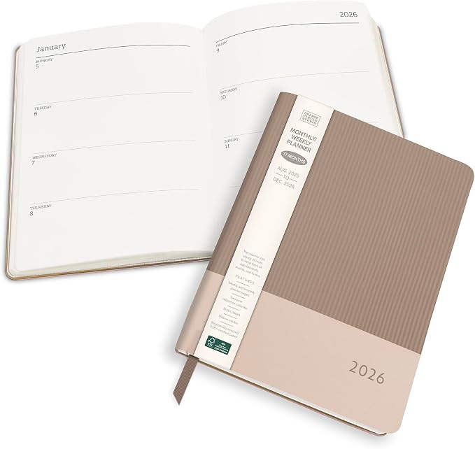 Orange Circle Studio Academic Planner 2025-2026, Desert Taupe, Large