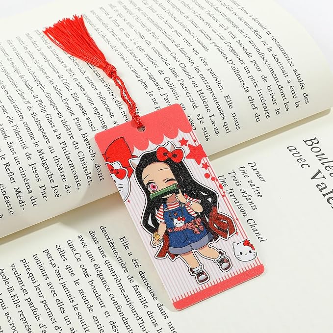 Anime Demon Kamado Acrylic Bookmark - Anime Tanjiron Zenitsu Giyuu Kyoujurou Figure Page Mark Reading Tool, Holiday Gifts for Reading Fans Book Lovers Bookworm (4PCS Set-1)