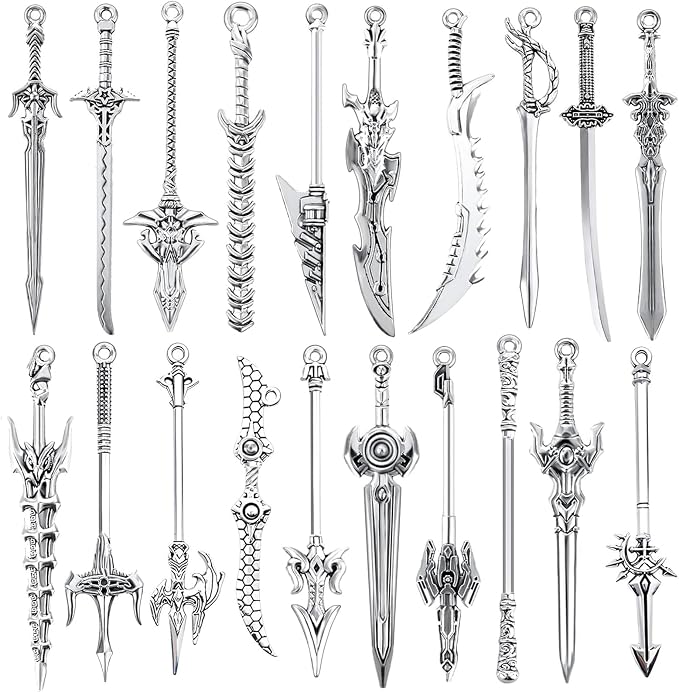 20 Pcs mini Swords Bookmark, Metal Sword Keychain Charms, Vintage Knife Necklace for Book Lovers DIY Necklace Bracelet Crafting